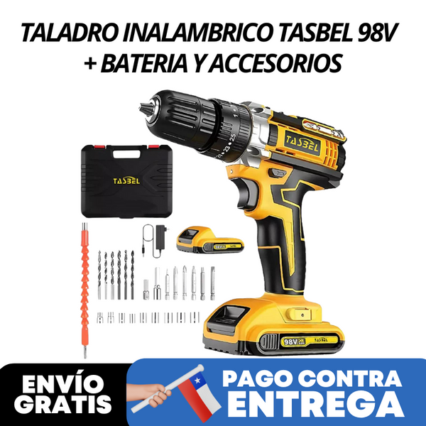 TALADRO TASBEL 98V™ INALAMBRICO+BATERIA Y ACCESORIOS